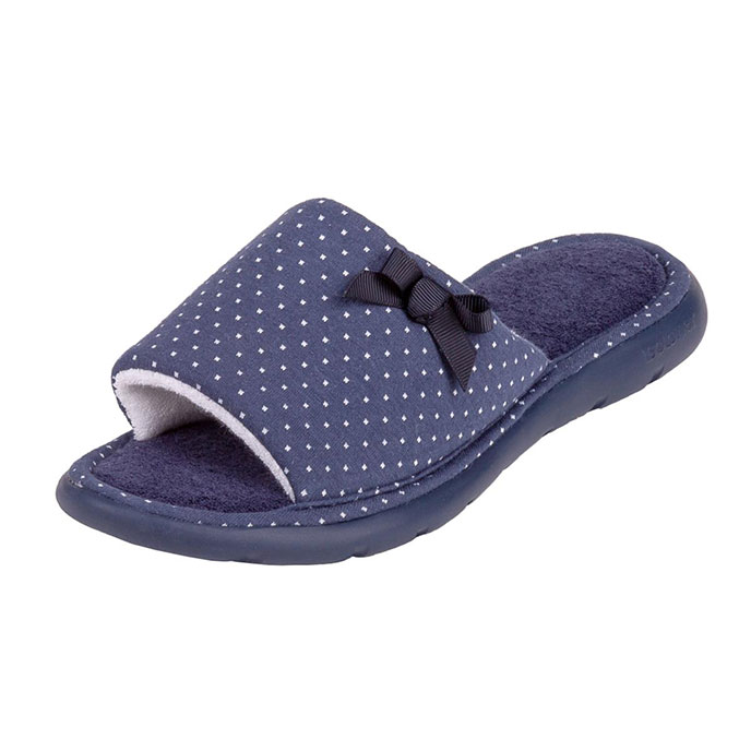 Isotoner Ladies iso-flex Spotted Sliders Navy Spot Extra Image 2